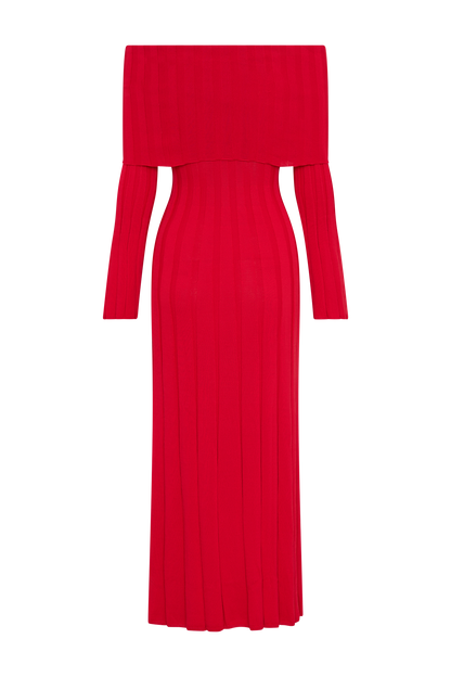 Robe mi-longue en jersey à manches longues Alonza - Rouge