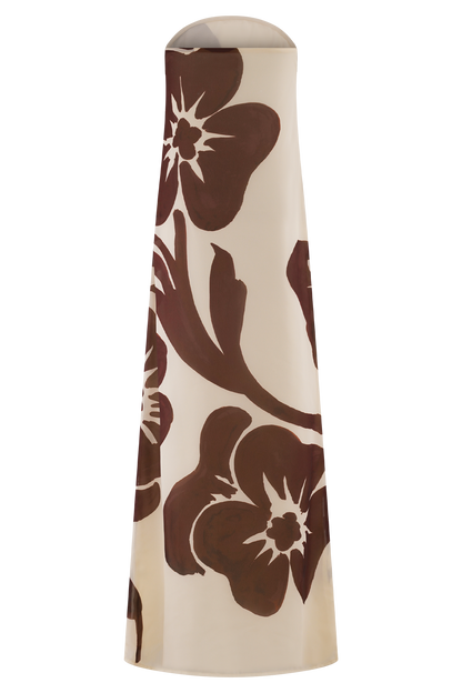 Robe Maxi en Chiffon sans Bretelles Amaya - Imprimé Fleur Déco Brun