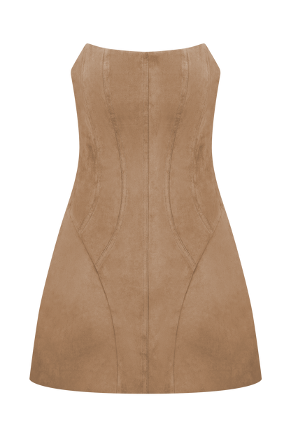 Mini-robe en similicuir de daim Andy - Camel
