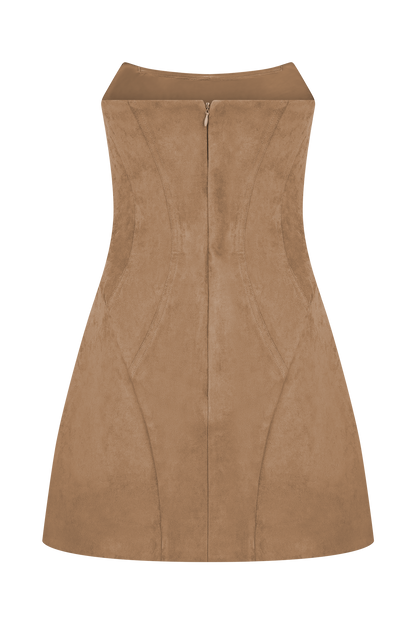 Mini-robe en similicuir de daim Andy - Camel