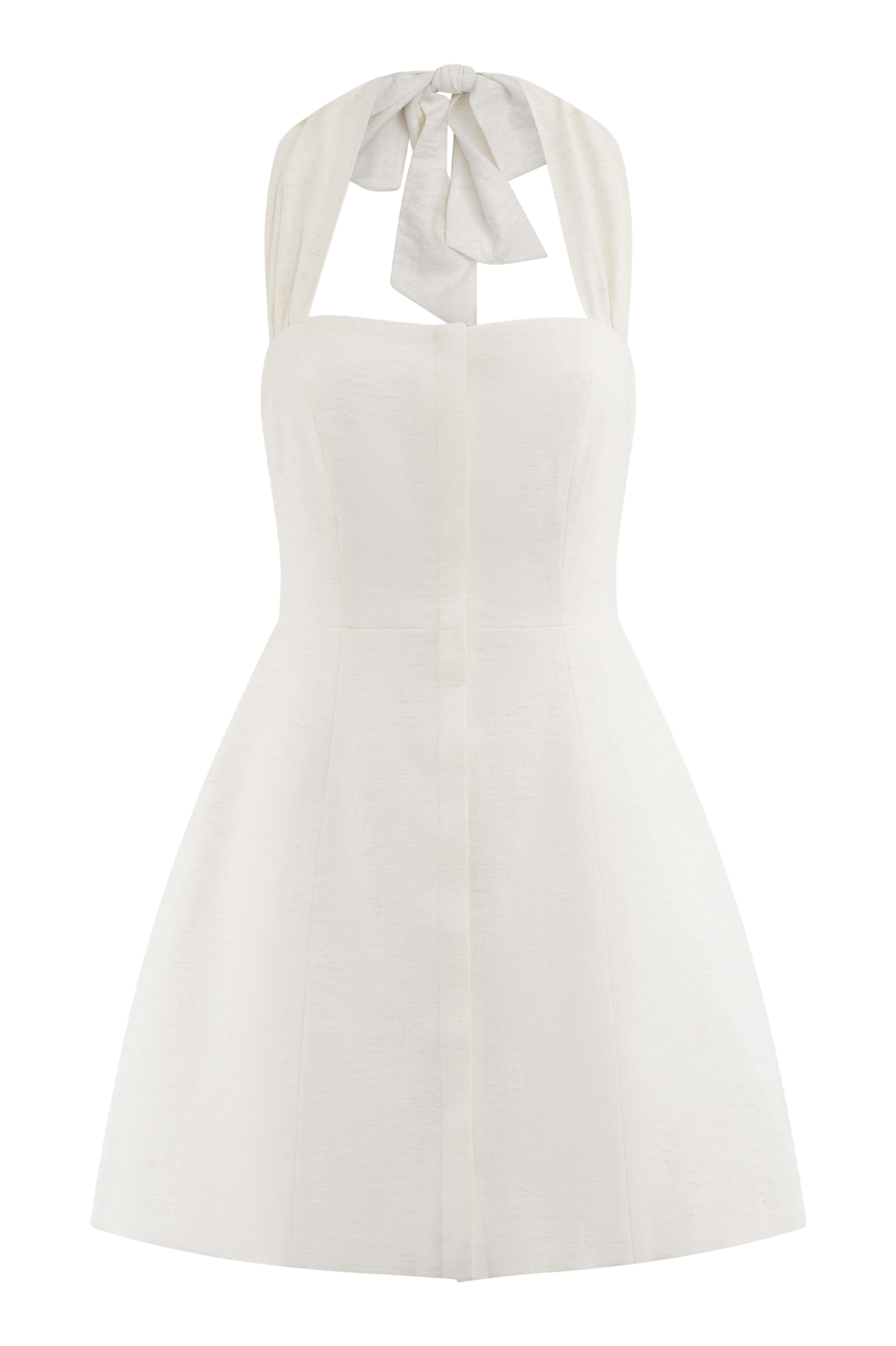 Anya Robe Mini en Lin avec Décolleté Halter - Marron Clair