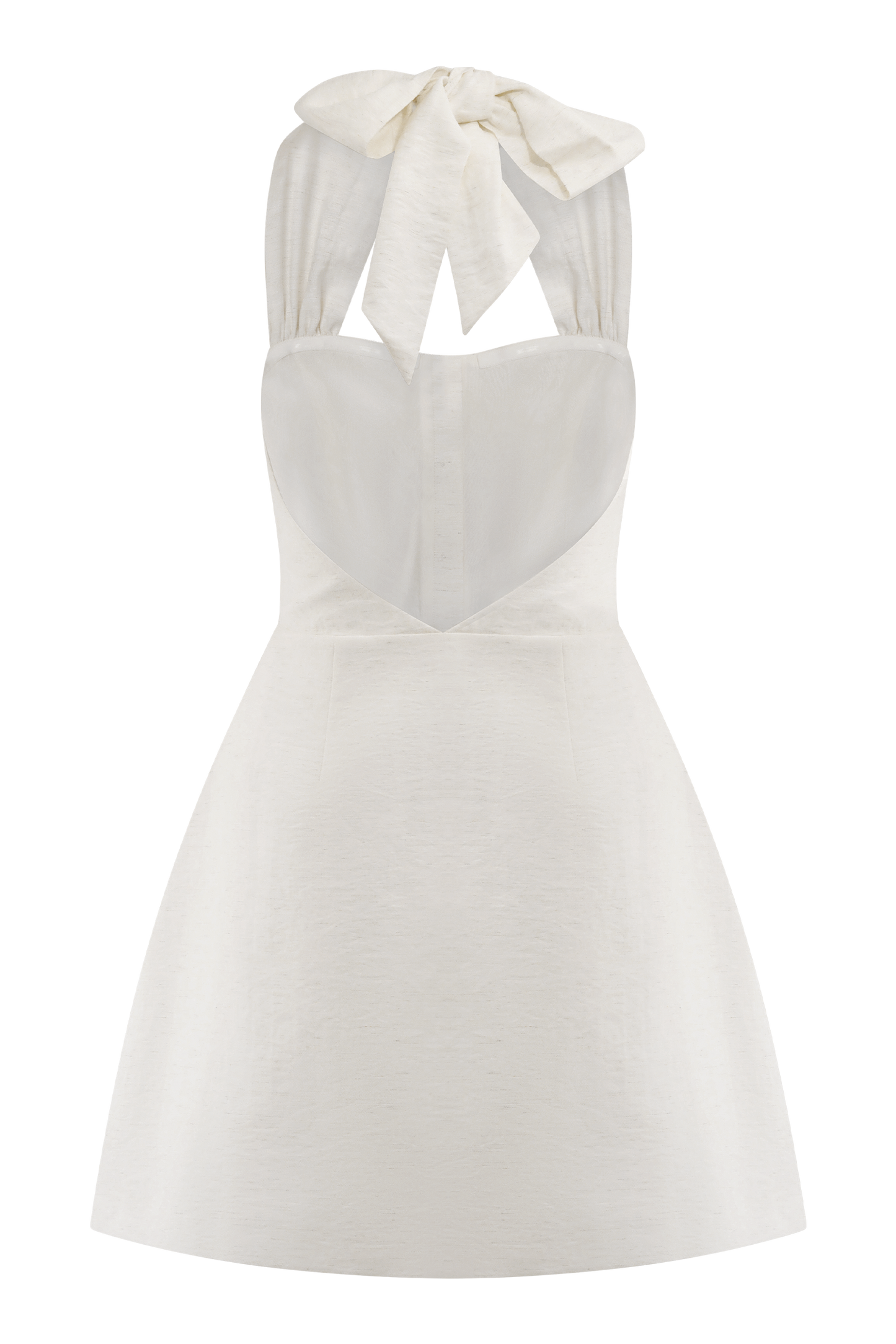 Anya Robe Mini en Lin avec Décolleté Halter - Marron Clair
