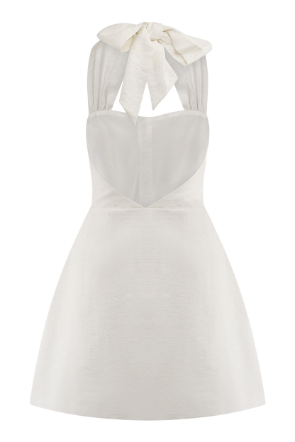 Anya Robe Mini en Lin avec Décolleté Halter - Marron Clair