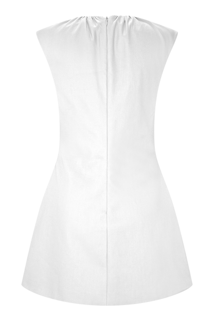 Mini-robe à col plissé Ariana - Ivoire