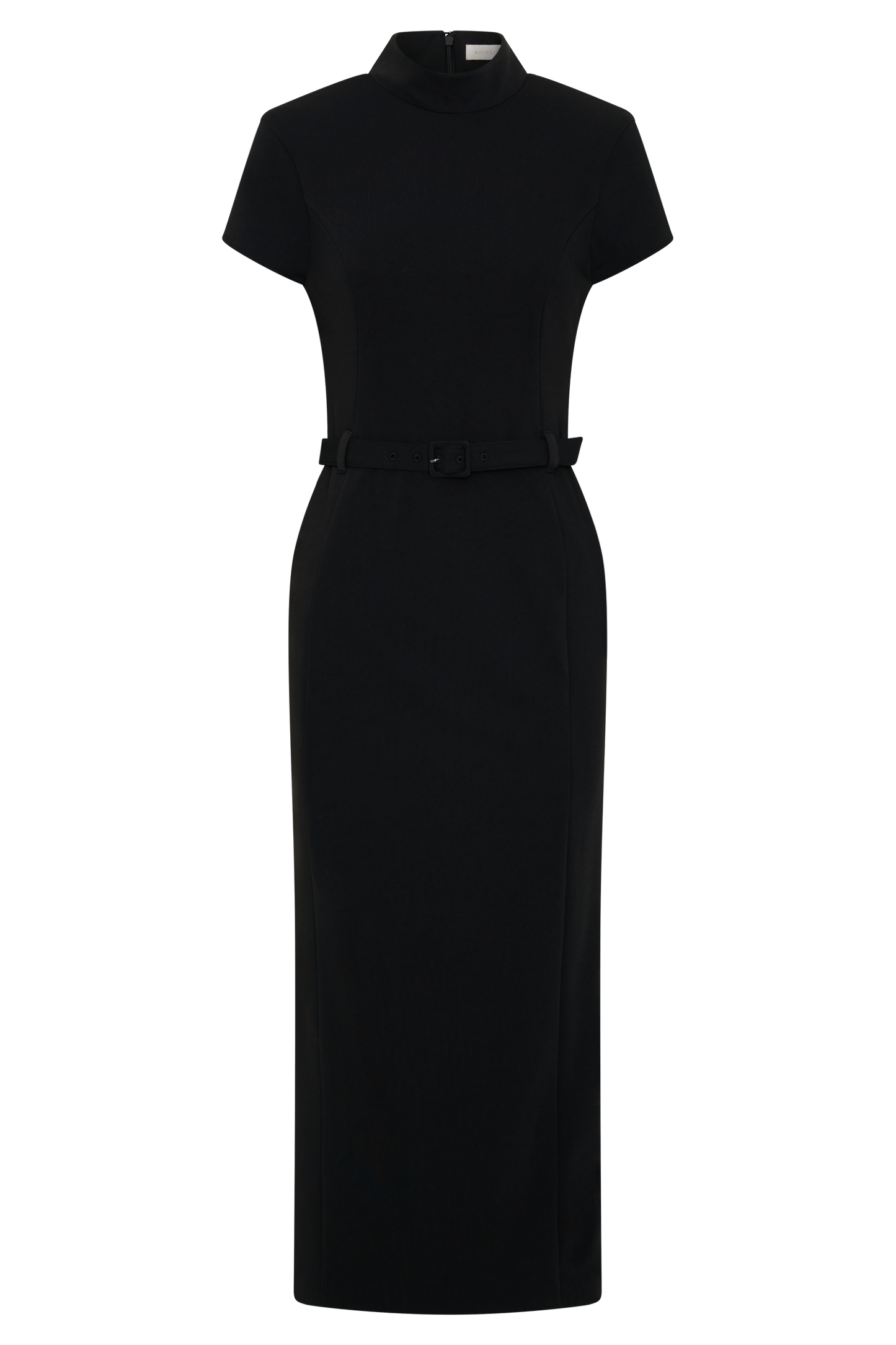 Robe midi en crêpe à manches courtes Arwyn - Noir