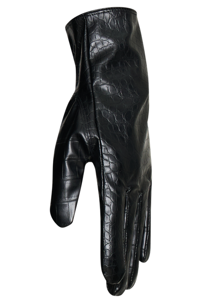 Atlas Gants en simili cuir croco - Noir