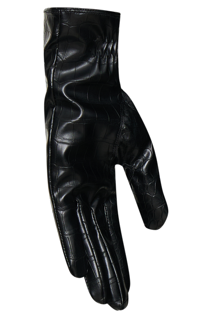 Atlas Gants en simili cuir croco - Noir