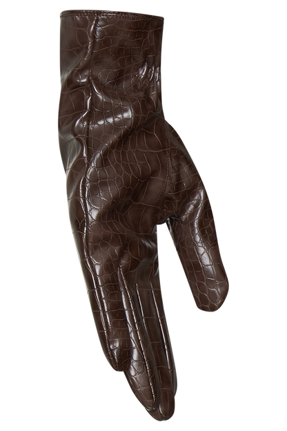 Gants en simili cuir croco Atlas - Chocolat