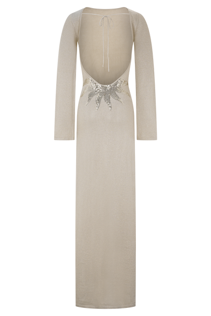 Robe Maxi Tricotée Atticus avec Paillettes - Or