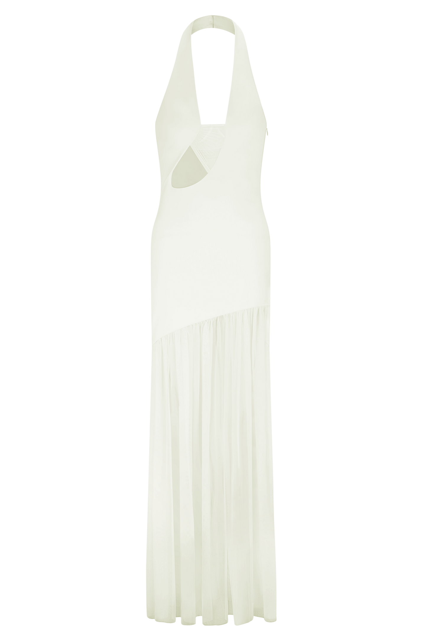 Aubree Robe Maxi en Crêpe et Mèche - Ivoire