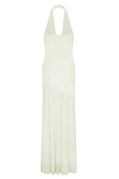 Aubree Robe Maxi en Crêpe et Mèche - Ivoire