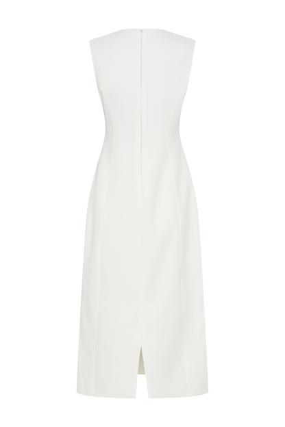 Audrine Robe Midi Sans Manches - Ivoire