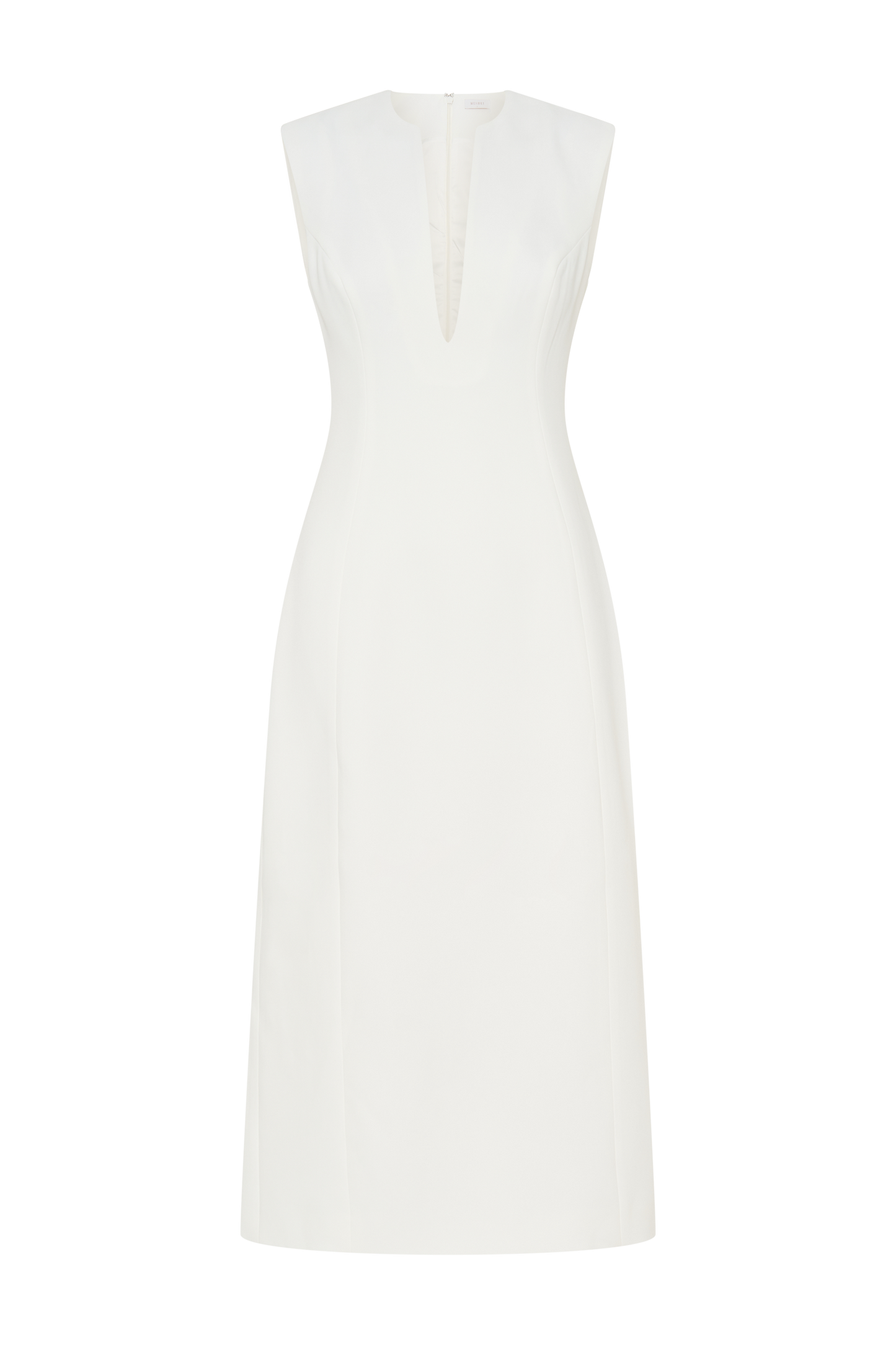 Audrine Robe Midi Sans Manches - Ivoire