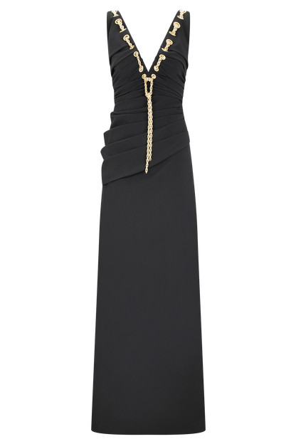 Robe Maxi Axton à Décolleté Bas - Noir
