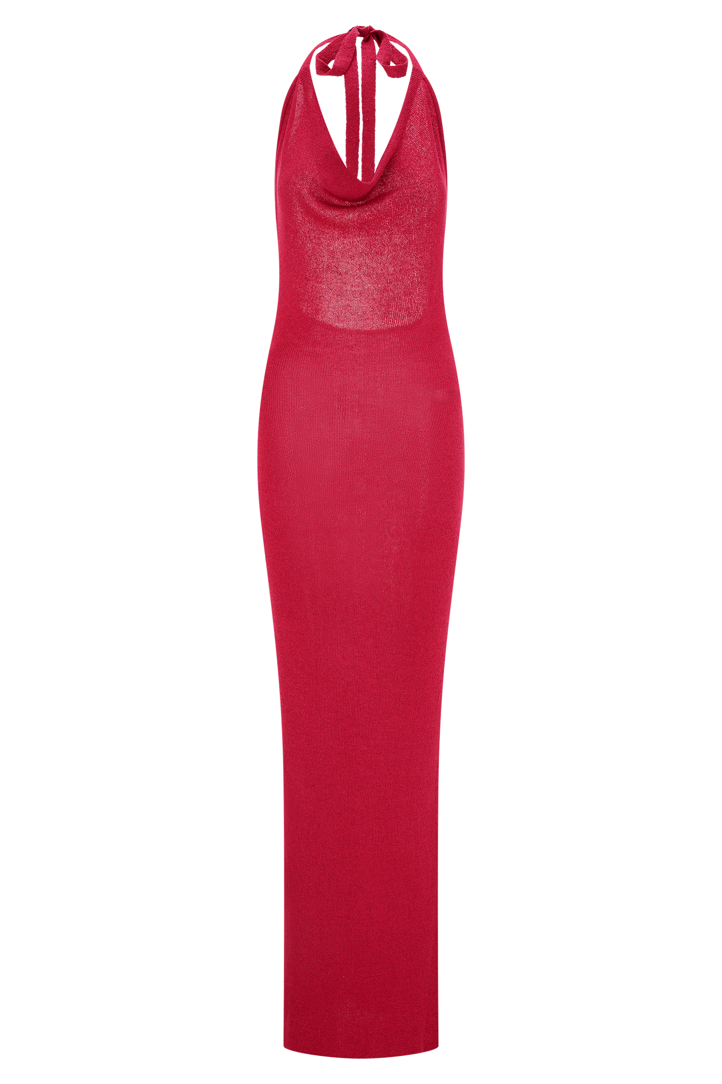 Robe Maxi Tricot Col Chandail Ayella - Framboise