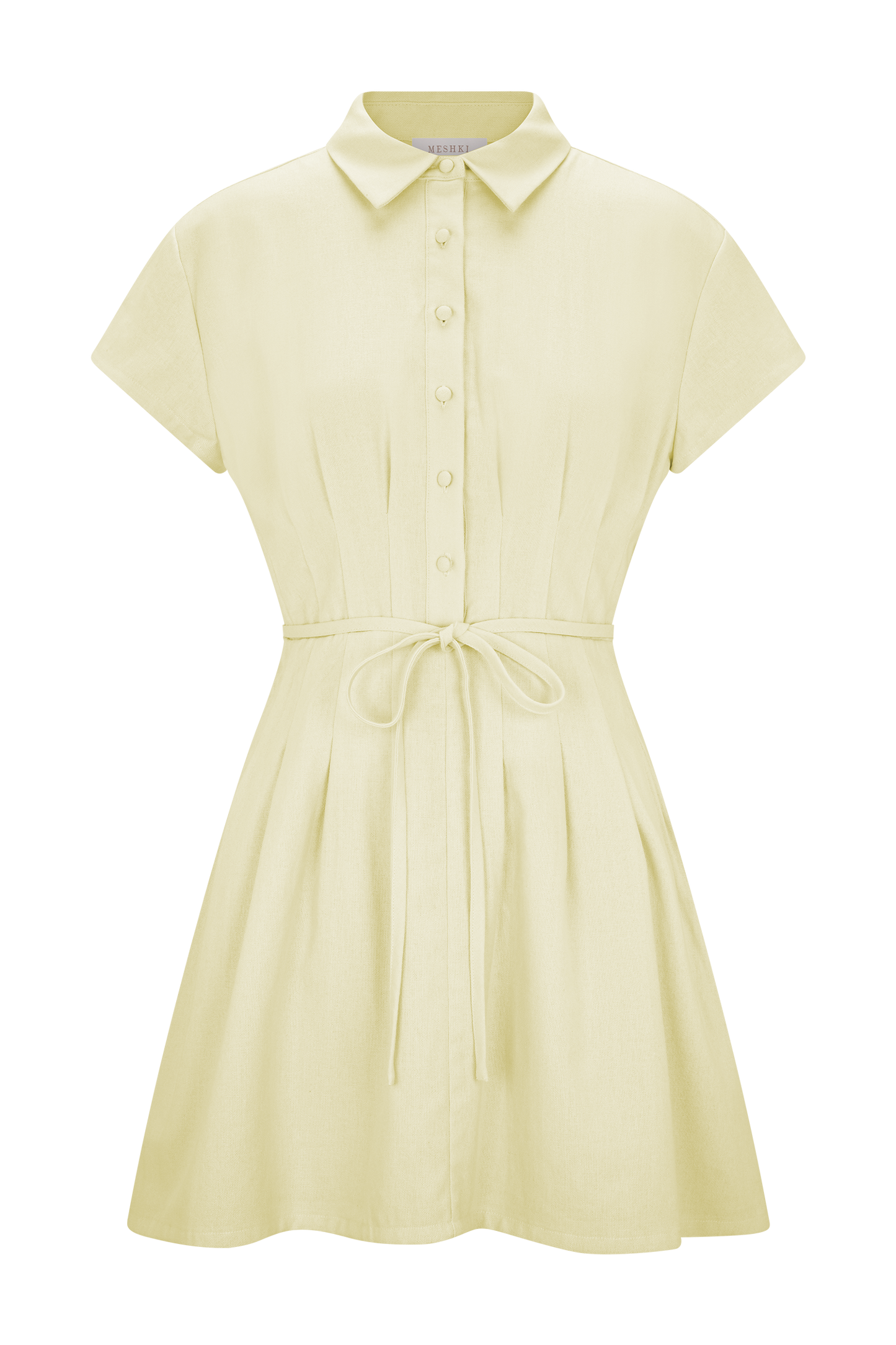 Mini-robe en lin à boutons Aysha - Citron