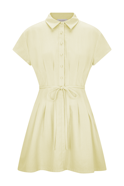 Mini-robe en lin à boutons Aysha - Citron