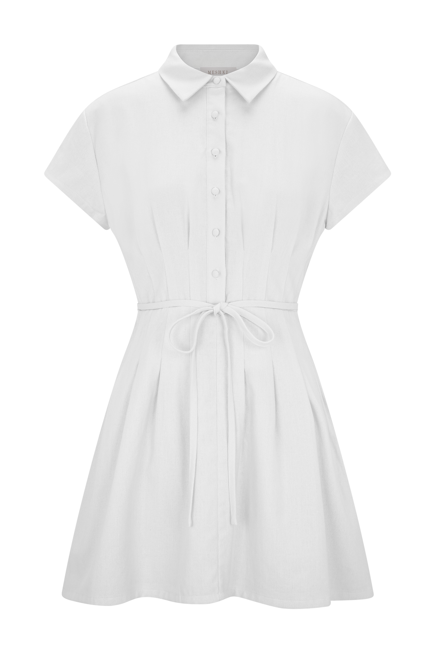 Mini-robe en lin à boutons Aysha - Blanc