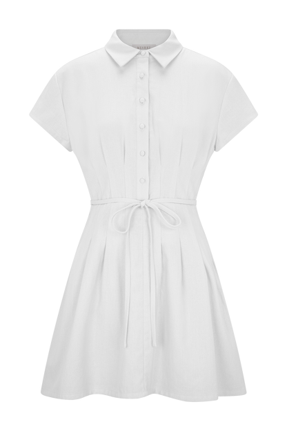 Mini-robe en lin à boutons Aysha - Blanc
