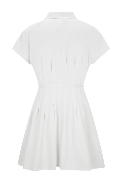 Mini-robe en lin à boutons Aysha - Blanc