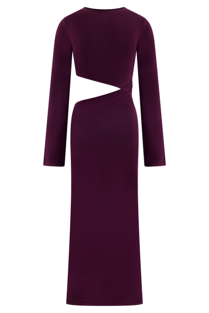 Robe mi-longue en jersey à manches longues Azariah - Prune