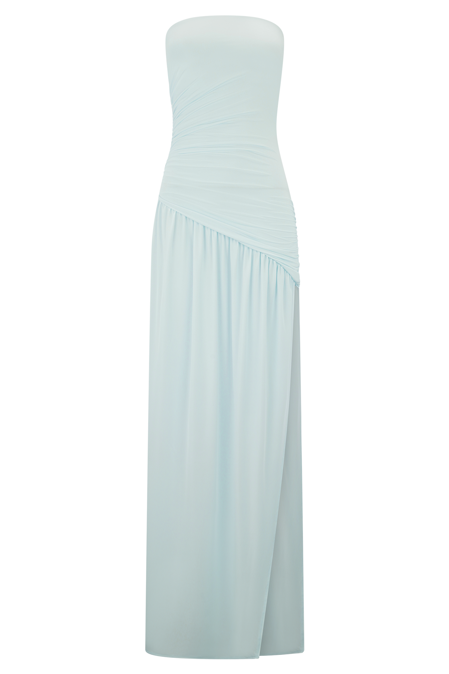 Robe Maxi Slinky Sans Bretelles Bex avec Fente - Bleu Clair