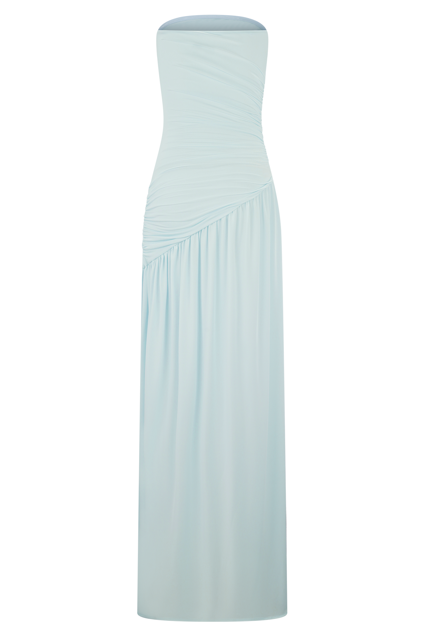 Robe Maxi Slinky Sans Bretelles Bex avec Fente - Bleu Clair