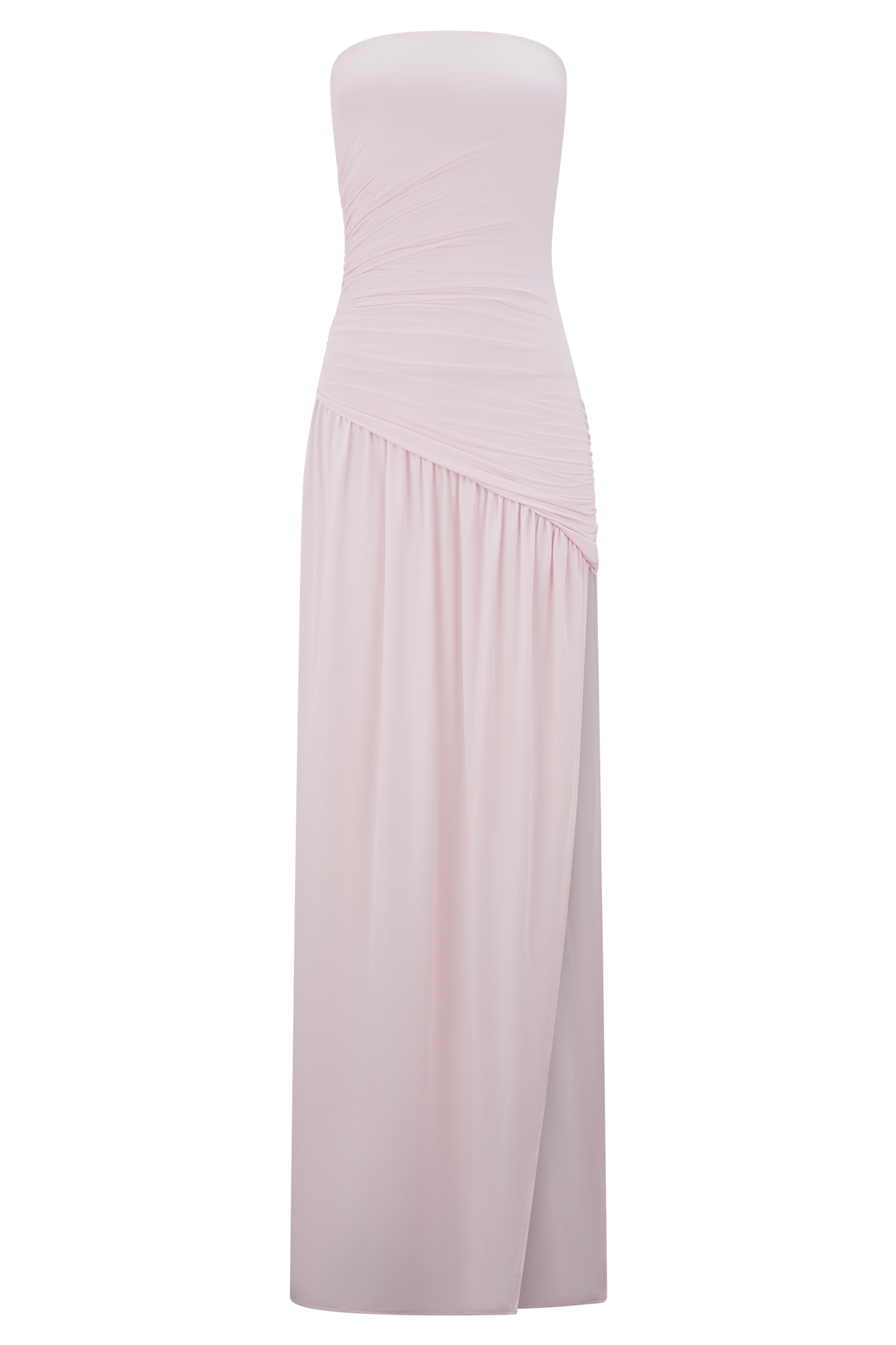 Robe Maxi Slinky Sans Bretelles Bex avec Fente - Rose Pâle