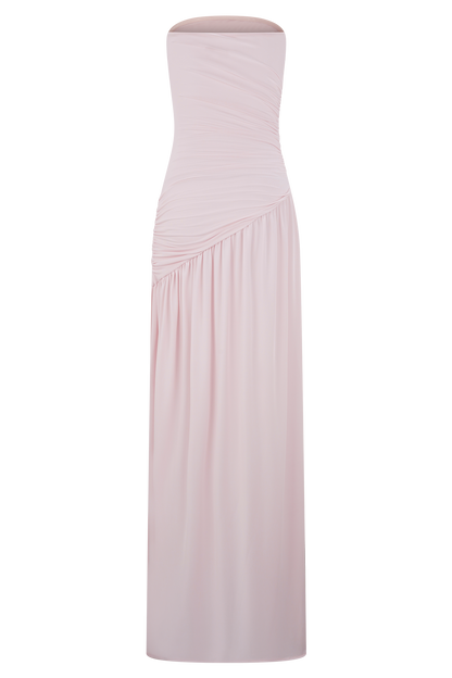 Robe Maxi Slinky Sans Bretelles Bex avec Fente - Rose Pâle