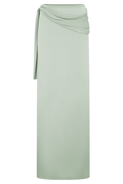 Jupe Maxi Tricotée à Taille Basse Bowie - Vert Pastel