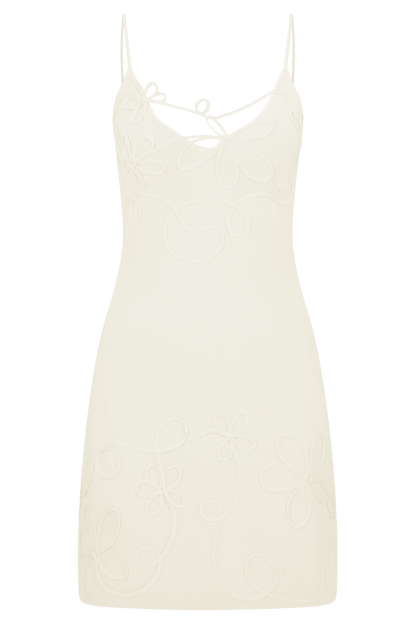 Mini-robe en tricot brodé Brullo - Ivoire