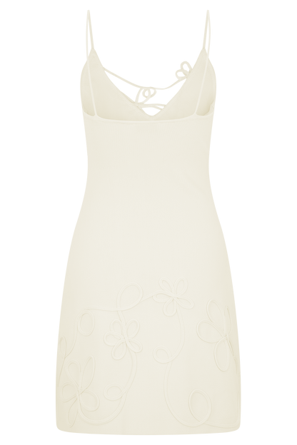 Mini-robe en tricot brodé Brullo - Ivoire