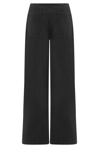 Jeans en jean taille mi-haute Caitlin - Noir délavé