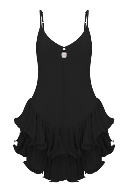 Mini-robe en tulle à volants Calantha - Noir