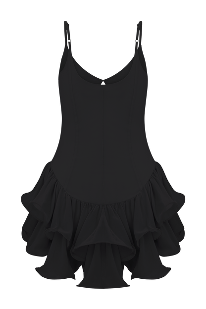 Mini-robe en tulle à volants Calantha - Noir