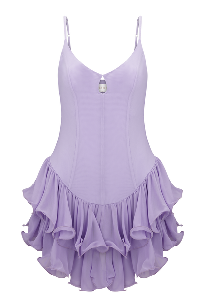 Mini-robe en tulle à volants Calantha - Lilas
