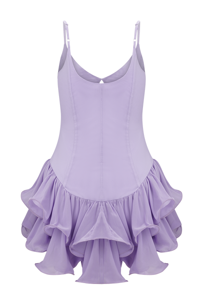 Mini-robe en tulle à volants Calantha - Lilas