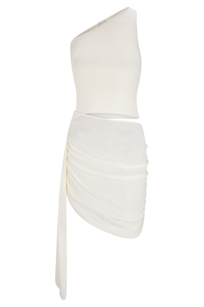 Mini-robe en jersey avec jupe fluide Cali - Ivoire