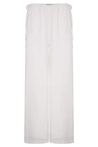 Pantalon droit à cordon de serrage Callum - Blanc