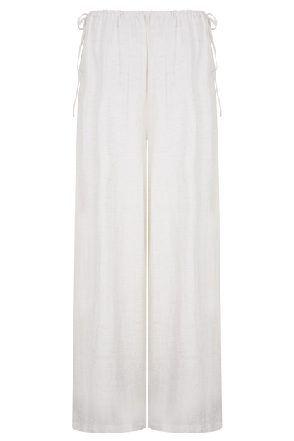 Pantalon droit à cordon de serrage Callum - Blanc