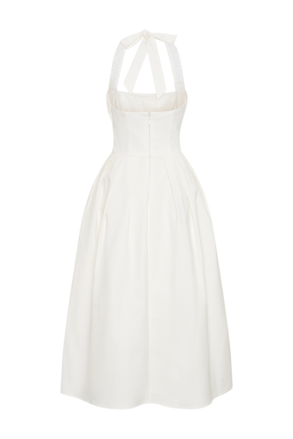 Robe midi à bretelles Candy - Blanche