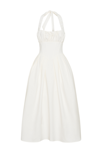 Robe midi à bretelles Candy - Blanche
