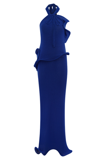 Robe Maxi Caprice en Tricot à Décolleté Croisé - Cobalt