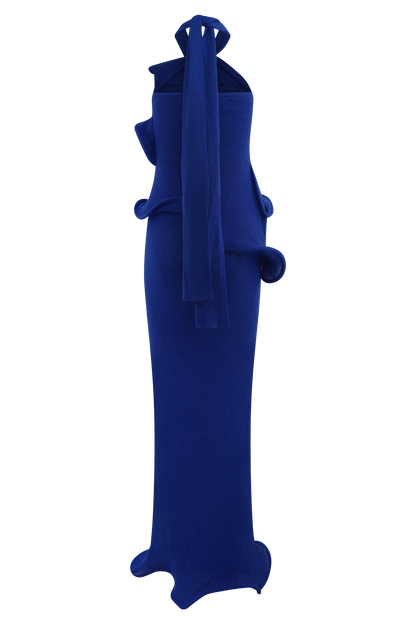 Robe Maxi Caprice en Tricot à Décolleté Croisé - Cobalt