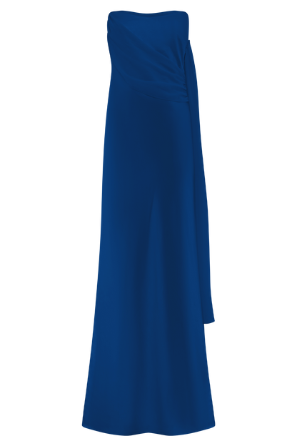 Robe Maxi Carah en Satin et Chiffon - Cobalt