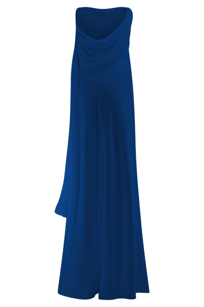Robe Maxi Carah en Satin et Chiffon - Cobalt