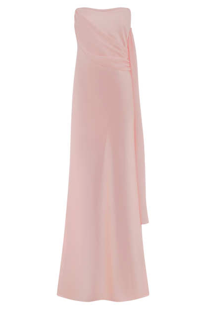 Robe Maxi Carah en Satin et Chiffon - Rose Pâle