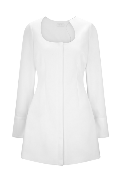 Robe chemise en coton Carina à peplum - Blanc