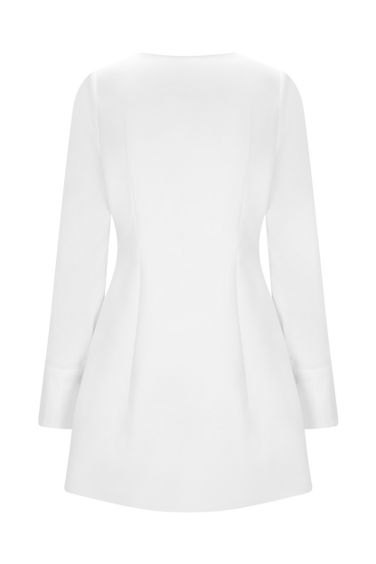 Robe chemise en coton Carina à peplum - Blanc