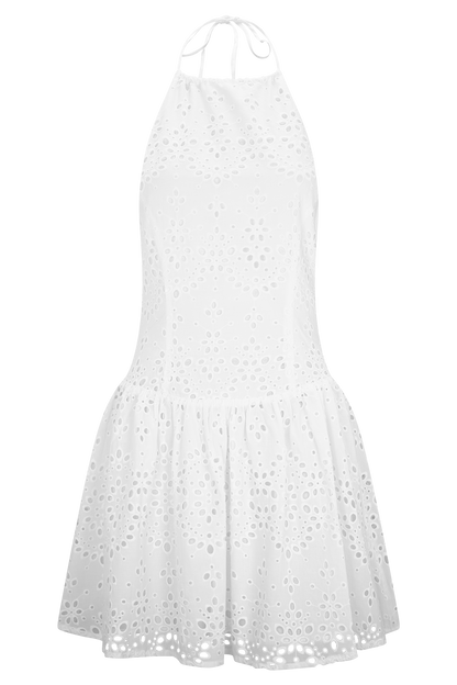 Mini-robe Carlina brodée - Blanche